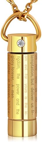 XIUDA Cross Pendant English Lord's Prayer Bullet Cremation Jewelry Keepsake Urn Necklace