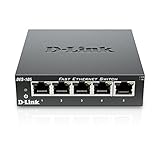 D-Link Fast Ethernet Switch, 5 Port Unmanaged 10/100 Metal Fanless Desktop or Wall Mount Design (DES-105)