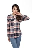 Solilor Women's Long Sleeve Plaid Hooded Shirts Flannel Blouse Button Down, Black, 10