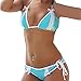 Women Sexy Brief Close-fitting Two-piece Strapless Bathing Suits Bikini Swimwear (White-Blue, M)
