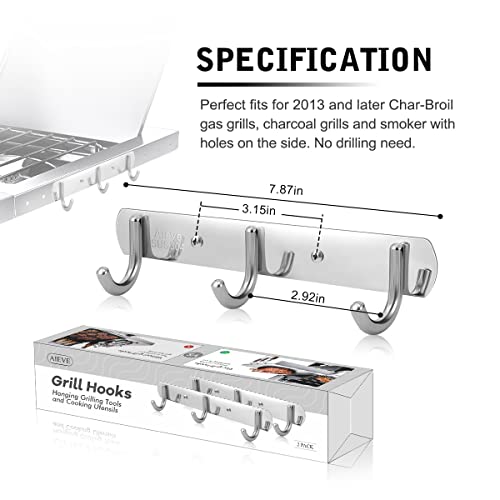 AIEVE Grill Hooks for Utensils, 2 Pack Heavy Duty Grill Utensil Holder