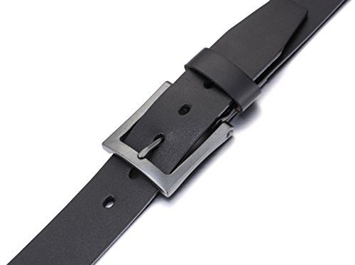 Marino Avenue Men's Genuine Leather Belt, Classic Jean Style, 1.5" Width - Black - 48