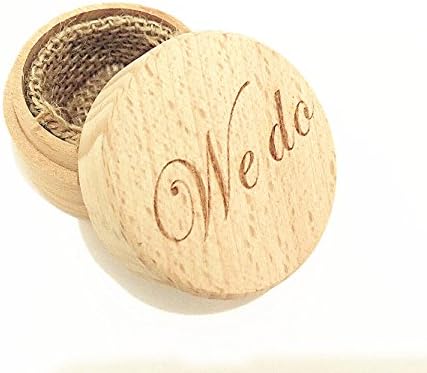 rainluckyrain Wedding Ring Box, Rustic Ring Bearer Ring Holder Ring Pillow, Natural Wood Wedding Ring Box
