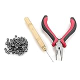 Hair Extension Metal Plier Tool Wood Hook 100 Micro Link Beads