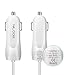 Nilogie Ultra Fast Retractable Coiled USB 3.0 Car Charger Adapter for Samsung Galaxy S5, SV SM-G900, Samsung Galaxy Tab Pro, Samsung Galaxy Note 3 - White