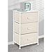 mDesign Vertical Dresser Storage Tower - Sturdy Steel Frame, Wood Top, Easy Pull Fabric Bins - Organizer Unit for Bedroom, Hallway, Entryway, Closets - Textured Print - 3 Drawers - Cream/White