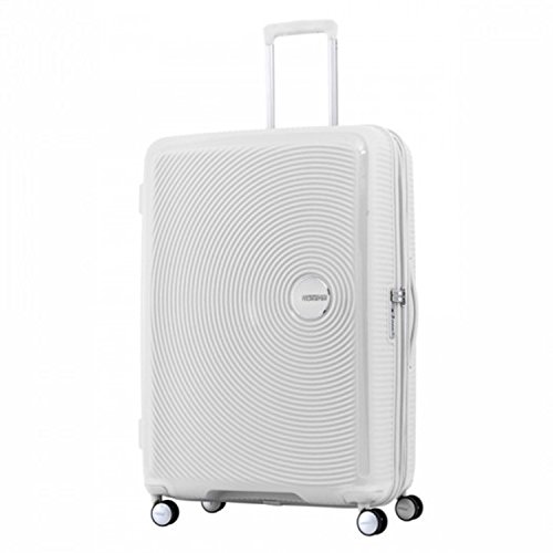 American Tourister Curio Hardside Luggage with Spinner Wheels, White, CheckedLarge 29Inch
