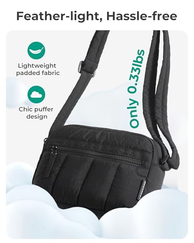 bagsmart Crossbody Bags for Women, 2.4L Anti Theft RFID Blocking Mini Puffy Cross Body Purse Shoulder Handbag for Travel Daily Hiking