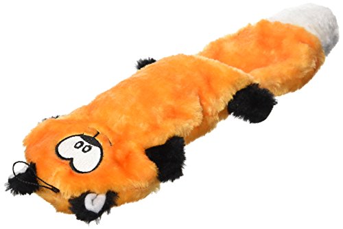ZippyPaws Zingy 3-Squeaker No Stuffing Plush Dog Toy, Fox