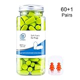 Foam Ear Plugs for Sleeping - Earplugs for Airplanes Noise Reduction 30dB NRR 60 Pairs Free Reusable Silicone Ear Plugs for Swimming Shooting Concerts by LYSIAN