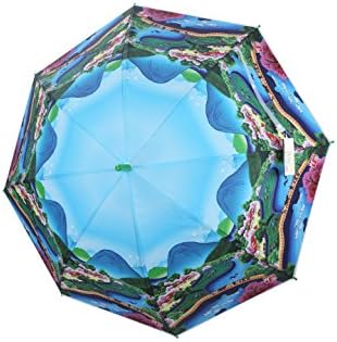 Po Campo Rain Street Mandarin Village Umbrella, Blue, One Size