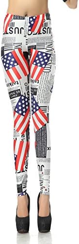 Women Fashion Soft Brushed Leggings Fashion Printed American Flag Leggings