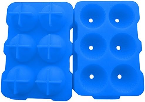 Premium Quality 6 Tray Ice Sphere Blue Balls Round Silicone Mold Whiskey Cocktail Barware