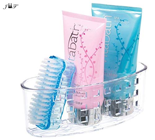 Plastic Kitchen Sink Suction Holder Bathroom Shower Caddy Storage Shelf Basket Organization.Ideal for Sponges,Scrubbers,Soap,Body-wash,Loofahs,Razors,Small Shampoo,Conditioner Bottles, (1 PACK)