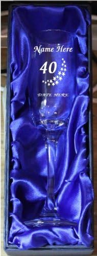 [Custom] 40th Birthday Champagne Flute Glass CH4 Engraved Personalised in Silk Lined Gift Box