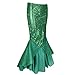 YiZYiF Women's Party Costume Sequins Mermaid Long Tail Skirt with Asymmetric Mesh Panel Medium Green