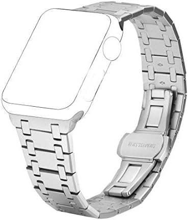 Amzelas Metal Apple Watch Bands 42mm for iWatch Series 3/2/1 Sport Nike+ Edition, Stainless Steel Wrist Strap Bracelet with Butterfly Clasp, Links Removal Tool Included, Regular Length (Silver)