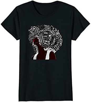 Womens Afro Word Art Natural African American Woman T-Shirt XL Black