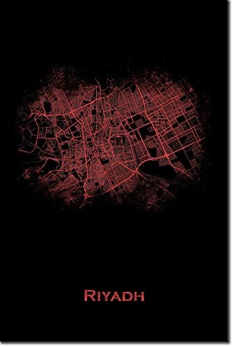 Best Quality Prints Riyadh, Saudi Arabia Original Map Design Red Splatter - Poster Art Print Unique Gift - Size: 38cm x 25cm