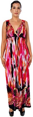 Women’s Maxi Dress Crocheted Lace Back &amp; Vivid Colors (Large, Red)