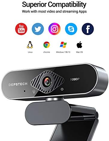 Webcam with Microphone, DEPSTECH 1080P HD Webcam with Auto Light Correction for Desktop/Laptop, Streaming Computer USB Web Camera for Video Conferencing, Teaching, Streaming, and Gaming 8 Webcam with Microphone, DEPSTECH 1080P HD Webcam with Auto Light Correction for Desktop/Laptop, Streaming Computer USB Web Camera for Video Conferencing, Teaching, Streaming, and Gaming