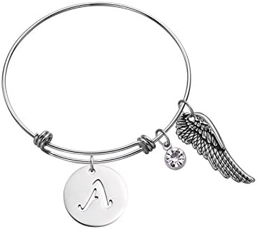 Anna Crystal Jewellery Initial Birthstone Adjustable Alphabet Bangle Bracelet (A)
