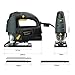 Ginour 7.0A 3000SPM Jigsaw with Laser Guide & LED, 6-level Variable Speed, Bevel Angle (0°-45°), Jig Saw Set With 3PCS Blades, Scale Ruler and Carrying Case