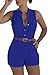 HOTAPEI Women Button leeveless Short Pants Jumpsuit Romper with Belt Medium Navy Blue1
