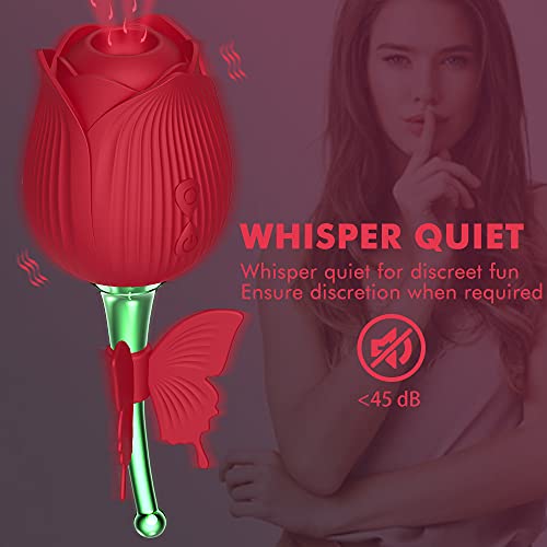 Rose Sucking Vibrator Toy with 10 Intense Suction 2 in 1 High Frequency Clit Sucker for Clitoris Nipple Stimulation G spot Clitoral Vibrator with Whirling Vibration,Adult Stimulator Sex Toys for Women