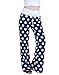 HDE Womens Cotton Pajama Pants Wide Leg Sleepwear Casual Loose Lounge PJ Bottoms,Navy Blue White Polka Dots,Medium