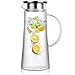 Artcome 1.5 Liter / 52 Oz Hand Made Glass Water Pitcher with Stainless Steel Strainer Lid