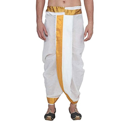 (Since 1958) Stitched White With Golden Border Mens Dhoti