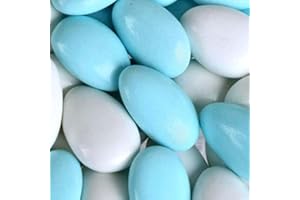 SweetGlob Jordan Almonds Party Colors Hard Candy (1 Pound, Baby Blue & White (Baby Boy))