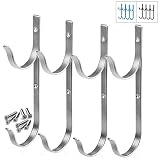 GrayBunny GB-6815 Swimming Pool Aluminum Pole Hanger Set, Nickel Gray, 2-Pack (4 Hooks), for Telescoping Poles, Leaf Rakes, Skimmers, Nets, Brushes, Vacuum Hoses and More!