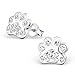 925 Sterling Silver White Crystal Paw Print Stud Earrings 18872