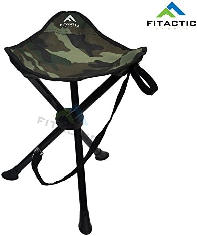 FITACTIC Outdoor Camouflage Folding Tri-Leg Tripod Stool for Disc Golf Frisbee, Camping, Fishing, Hiking (Camouflage)