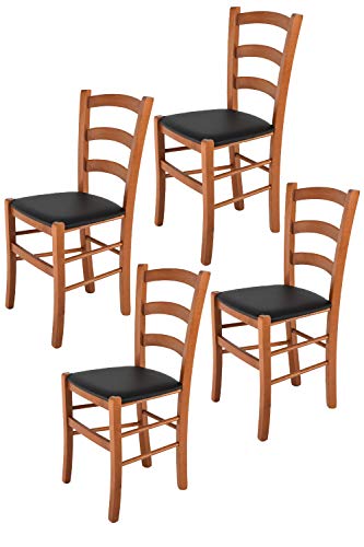 Tommychairs Sillas De Design Set 4 Sillas Modelo Venice Para Cocina Comedor Bar Y Restaurante Con Estructura En Madera Color Cerezo Y Asiento