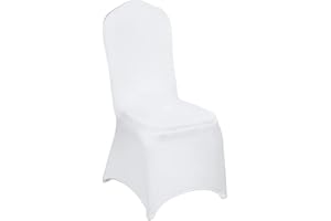VEVOR 100 Pcs White Chair Covers Polyester Spandex Chair Cover Stretch Slipcovers for Wedding Party Dining Banquet Chair Decoration Covers