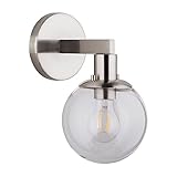 Sferra LED Industrial Wall Sconce - Brushed Nickel w/Clear Glass Globe - Linea di Liara LL-SC225-BN
