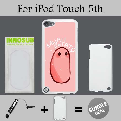 Kawaii Potato Custom iPod 5/5th Generation Cases-White-Plastic,Bundle 2in1 Comes with Custom Case/Universal Stylus Pen by innosub