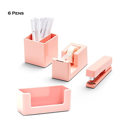 Poppin 10 piece set fresh start desk collection (blush)