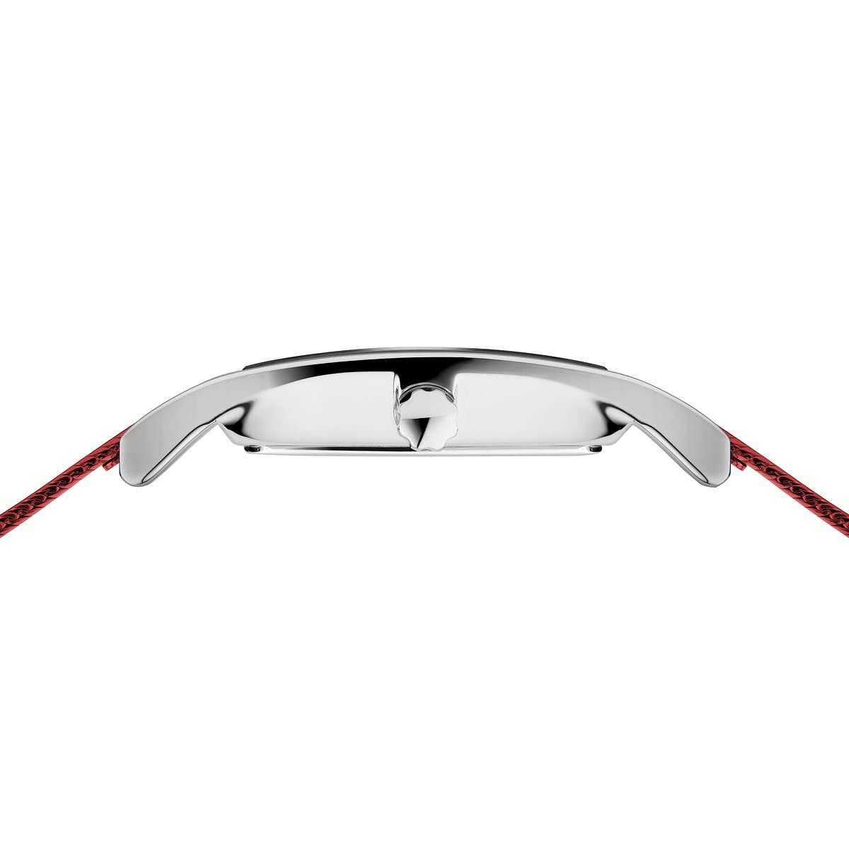 BERING Damen Quarz Uhr | Armbanduhr 26 mm silbernes Edelstahlgehäuse und rotes Zifferblatt | Milanaisearmband | Saphierglas | 5 ATM | 10426-303-S