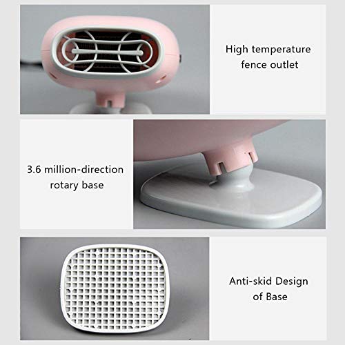 Portable Car Heater Defroster, Upgraded 12 V Fast Heating Car Windscreen Demister Heater, 360° Rotating 2 in 1 Auto Heating Cooling Fan with Plug in Cigarette Lighter for Vehicle Trucks (Black)