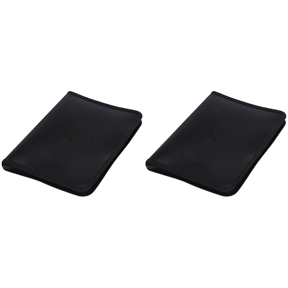 eco-eco A5 50% Recycled 30 Pocket Black Zipped Presentation Display Book, File Folder, Artwork Portfolio with Plastic Sleeves, eco089 (Pack of 2)