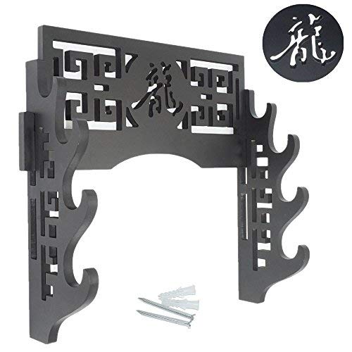 LZYC Sword Holder Wall Mount Samurai Sword Display Stand Sword Rack Hanger for Katana Wakizashi and Standard Swords Bushido 4layer - Thumbnail 5