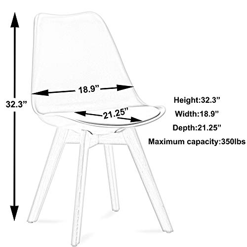 Dining Chair Set of 4, Modern Style Side Chairs Mid Century Modern Kitchen Chairs, Lounge Leather Chair for Kitchen, Dining, Bedroom, Living Room (White)