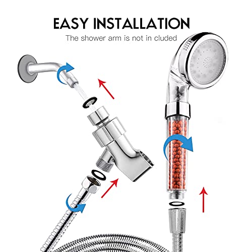 TOUZUTY LED Light Shower Head Filter Color Changes with Water Temperature High Output Hard Water