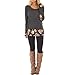 Vovotrade Women Elegant Floral Patchwork Casual Blouse Sweaters Ladies Long Sleeve T-Shirt Tops Sweatshirt (Gray, S)