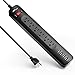 FlePow USB Power Strip with 6 AC Outlets and 4 Smart 5V/2.4A USB Charging Ports, with Built-in 1250W/10A Surge Protector and 6ft Cord, Black