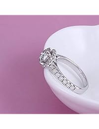 doveggs oro blanco de 10 K 2,13 quilates centro 7,5 mm. 2,7 mm. Ancho de la correa Moissanite Halo anillo de compromiso con acentos